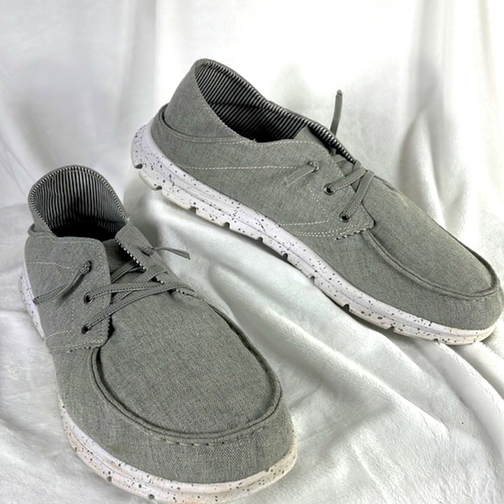 NorthSide Shoes Mens 14 Slip On Laced Loafers Sneakers Grey Textile Beachy Vibe